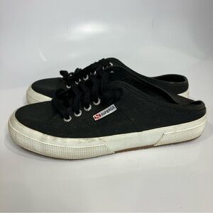 Superga black slip on mule sneakers canvas casual women’s size 8.5 unisex sizing